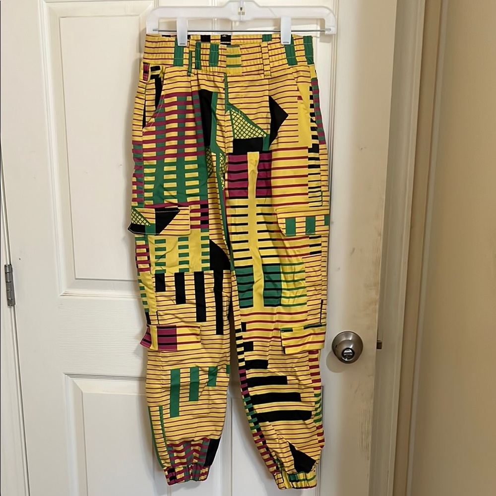 VIP Yellow and Green Geometric Track Pants